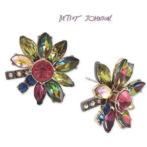 Betsey Johnson Vibrant Crystal Flower Earrings